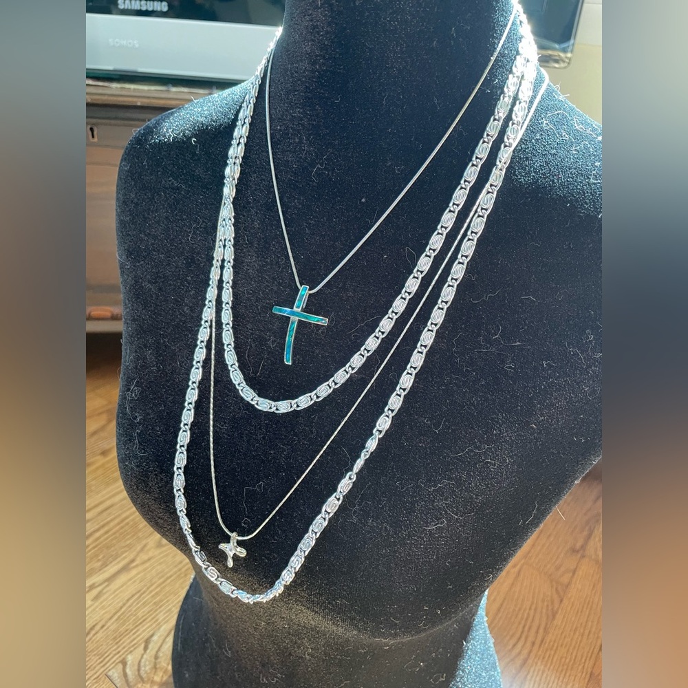 Cross Pendant Necklace Stack Christian Religious Jewelry Bundle